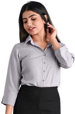 RAHUL TRADERS Women Solid Casual Grey Shirt