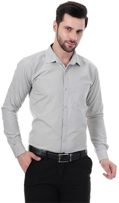 XJARVIS Men Solid Formal Grey Shirt