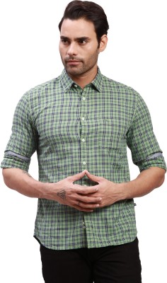 PARX Men Checkered Casual Green Shirt