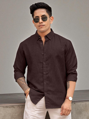 Yanthi Store Men Solid Casual Purple Shirt