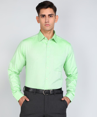 Raymond Men Self Design Formal Green Shirt
