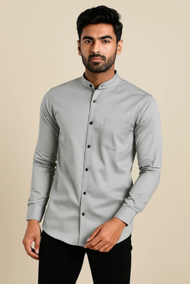 CROWNTAIL Men Solid Casual Grey Shirt