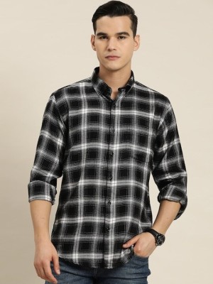 Hancock Men Checkered Casual Black, White Shirt