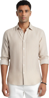 Jeny Trends Men Floral Print Formal Cream Shirt