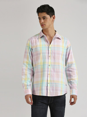 Pepe Jeans Men Checkered Casual Pink Shirt