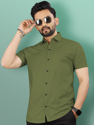 VeBNoR Men Solid Casual Green Shirt