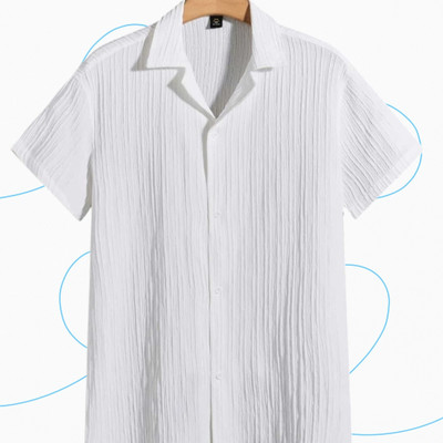SHIRTWALA Men Self Design Casual White Shirt