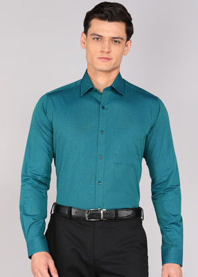 Raymond Men Printed Formal Green Shirt