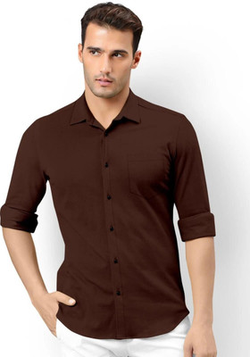 Neviq Trend Men Solid Casual Brown Shirt