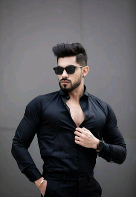 EVIQE Men Solid Casual Black Shirt