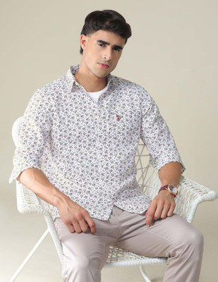 U.S. POLO ASSN. Men Printed Casual White Shirt