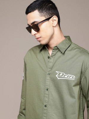 Roadster Men Printed Casual Green Shirt