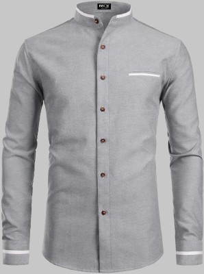 EVIQE Men Solid Formal Grey Shirt