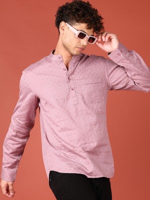 V-MART Men Self Design Casual Pink Shirt