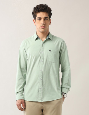 Arrow Sport Men Self Design Casual Green Shirt