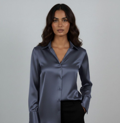 NG Fashion Women Solid Casual Grey Shirt
