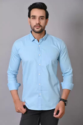 ShirtSqure Fashion Men Solid Formal Light Blue Shirt