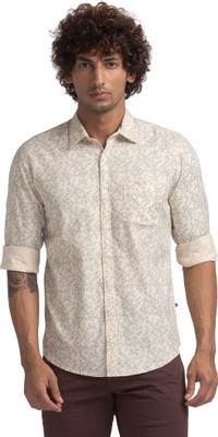 PARX Men Printed Casual Beige Shirt