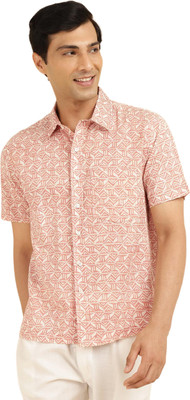 Fabindia Men Printed Casual Pink Shirt
