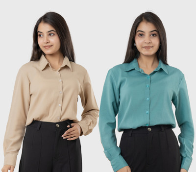 RAHULTRADER Women Solid Casual Black Shirt(Pack of 2)