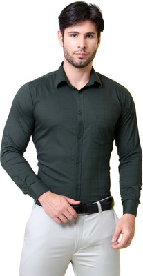 Crazio Men Solid Formal Blue Shirt