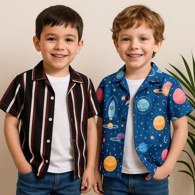 SVHFashion Boys Printed Casual Multicolor Shirt(Pack of 2)