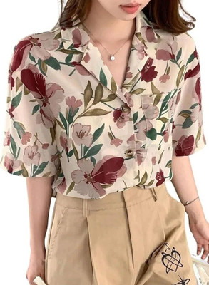 Tylissa Women Geometric Print Party Beige, Multicolor Shirt