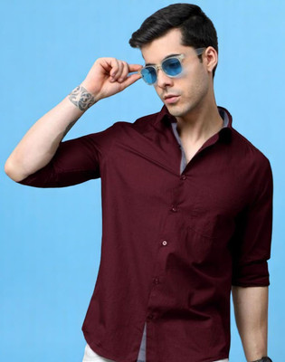 Mantratextile Hubb Men Self Design Casual Maroon Shirt(Pack of 2)