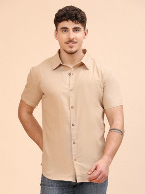 Moda Rapido Men Solid Casual Beige Shirt