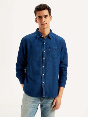 LEVI'S Men Solid Casual Blue Shirt