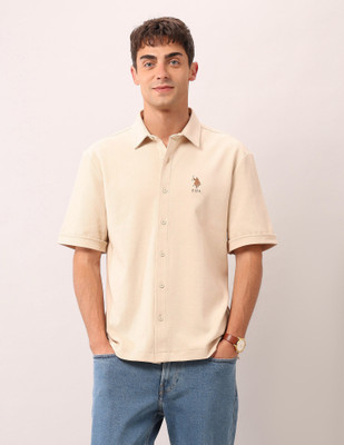 U.S. Polo Assn. Denim Co. Men Solid Casual Beige Shirt