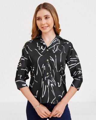 KRYSTYNE Women Printed Casual Black, White Shirt