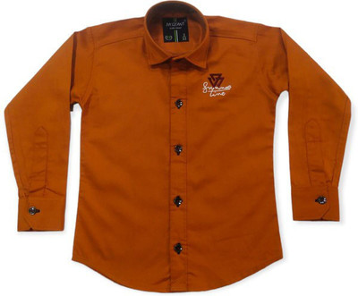 PA'GEANT Boys Solid Casual Orange Shirt
