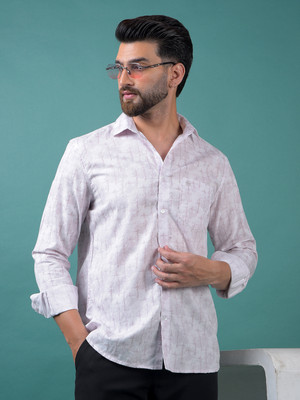 CRIMSOUNE CLUB Men Self Design Casual Pink Shirt