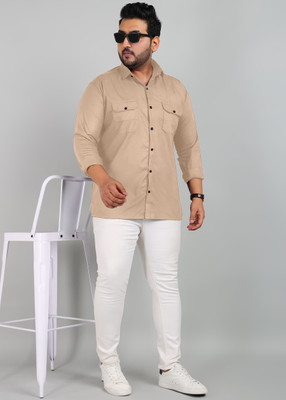 METRONAUT PLUS Men Solid Casual Beige Shirt