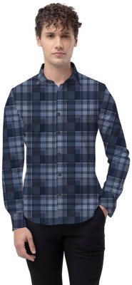 Yaara fashion Men Printed Casual Grey, Blue Shirt