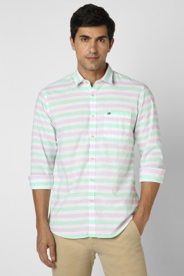 PETER ENGLAND Men Striped Casual White, Pink, Light Green Shirt