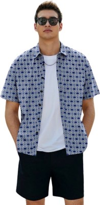 SIVAYFASHION Men Printed Casual Light Blue Shirt