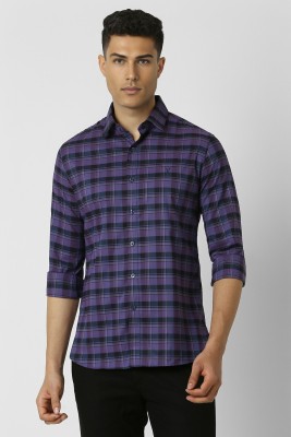 VAN HEUSEN Men Checkered Casual Purple Shirt