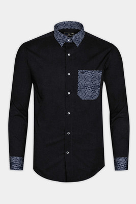 french crown Men Printed Casual Black Shirt