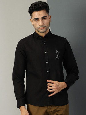 THOMAS SCOTT Men Solid Casual Black Shirt