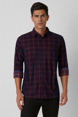 VAN HEUSEN Men Checkered Casual Maroon Shirt