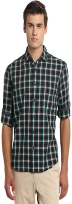 BASICS Men Checkered Casual Green Shirt