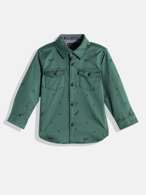 TOMMY HILFIGER Baby Boys Printed Party Green Shirt