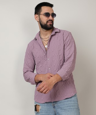 CAMPUS SUTRA Men Self Design Casual Purple Shirt