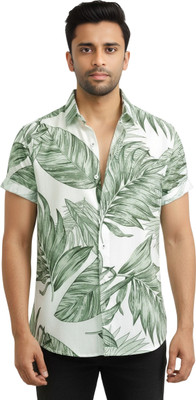 Jeny Trends Men Printed Casual Light Green Shirt
