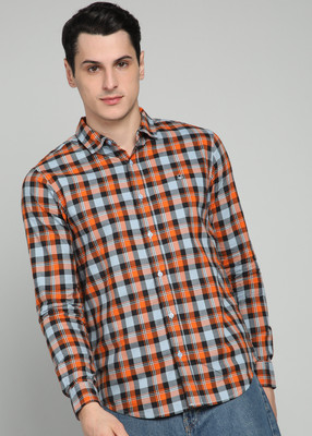 United Colors of Benetton Men Checkered Casual Orange Shirt