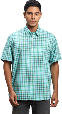 COLORPLUS Men Checkered Casual Green Shirt