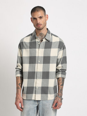 THE BEAR HOUSE Men Striped Casual Grey, Beige Shirt