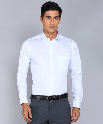Raymond Men Self Design Formal White, Light Blue, Purple Shirt